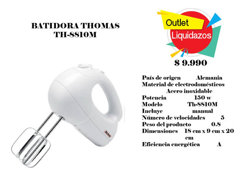 Batidora Thomas Th-8810m