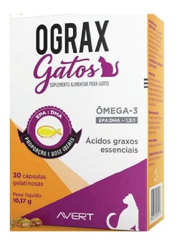 Ograx Gatos C/30 Cápsulas Avert Omega 3 Epa + Dha