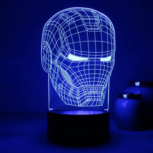 Luminaria 3d Led 16 Cores Homem De Ferro Quarto Decoração Cúpula Diversas Estrutura Preto