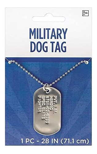 Etiqueta De Perro Militar | Tamaño Adulto | Plata | 1 Pc