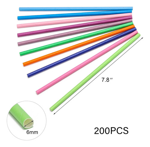 Pajitas Biodegradables Multicolor De 200 Unidades