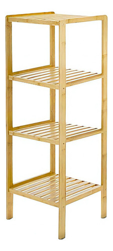 Estante Rack De Bambu Cuadrado 4 Niveles Color Marrón Claro Timi-88