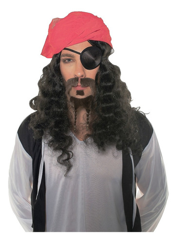 Peluca Pirata Capitán Fiesta Halloween Disfraz Color Negro