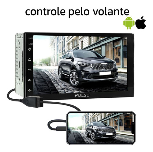 Central Multimedia Receiver 7" com Espelhamento e Bluetooth Touch Screen - Ps01mm Cor Preto