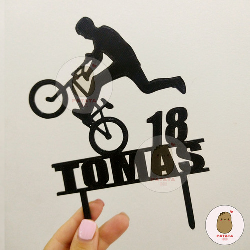 Cake Topper Adorno Torta - Bici Acrobacia - Personalizable