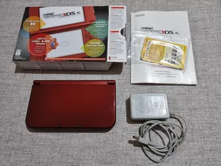 New Nintendo 3ds Xl Flasheada Caja Manuales Cartas Cargador