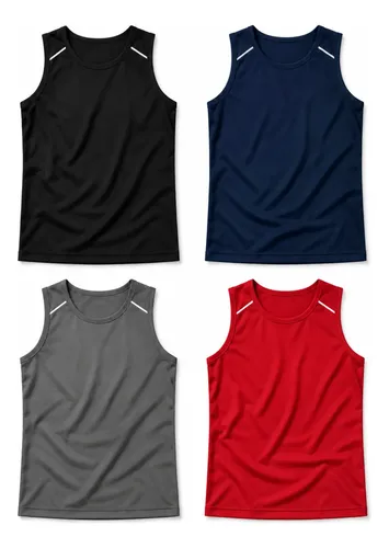 Kit 4 Regatas Dry Fit Masculina Basica Lisa Camisa De Treino