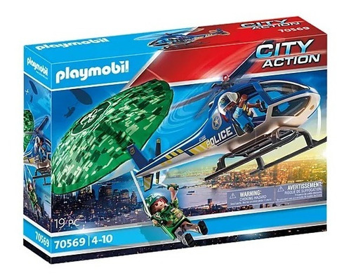 Figura Armable Playmobil City Action Helicóptero De Policía