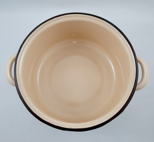 Cacerola Enlozada Antigua Condor 18 Cm Con Detalles Beige