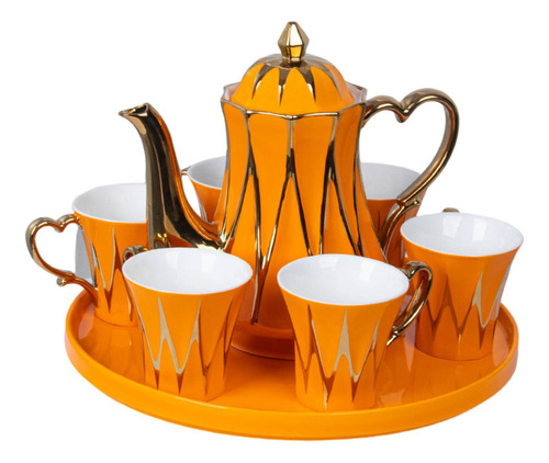 Juego De Té De Cerámica 8pcs/set Naranja Para Beber Tazas