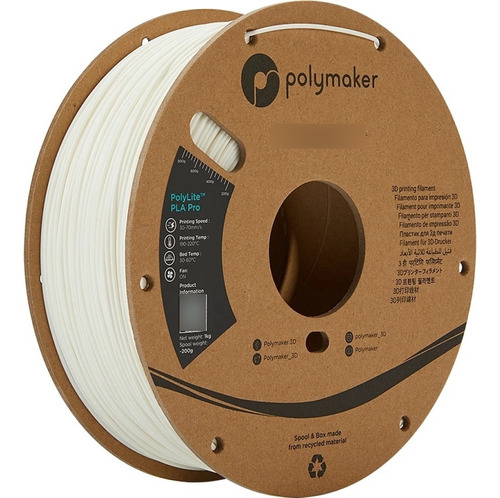 Filamento Polymaker Polylite Pla Pro 1.75mm 1kg Profesional Color Blanco