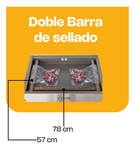 Empacadora Alto Vacío Rhino Evac-40x 40m 3/h Barra 57 Y 79cm