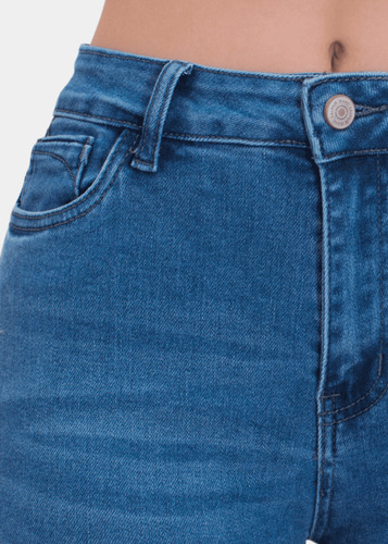 Jeans Cropped Flare Azul Elasticado Push Up