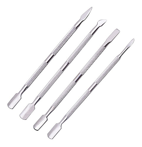 Kit 4 Espatulas Para Unhas Inox Manicure Cutícula Pé Mão 