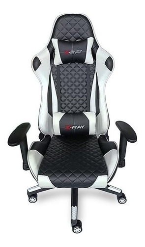 Cadeira de escritório Elidy X-Ray Youtuber Xtreme Gaming gamer ergonômica  branca e preta com estofado de couro