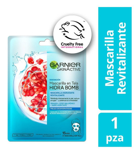 Mascarilla facial para piel Garnier Skin Active Mascarilla en tela Hidra Bomb Granada Revitalizante