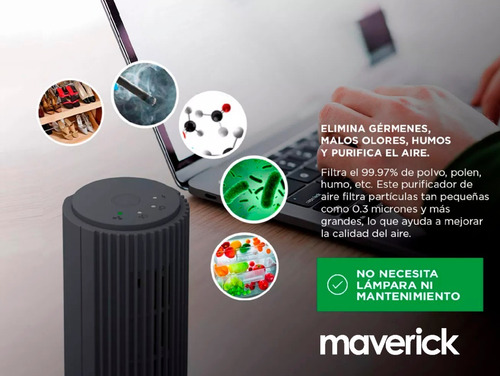 Imagen 3 de 10 de Ozonizador Ionizador Aire Antibacterial Purificador Maverick
