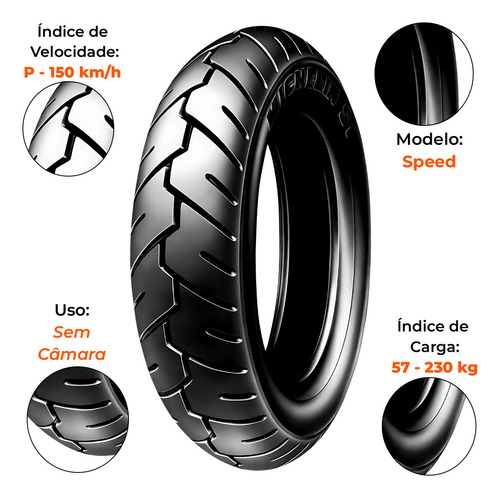 Par Pneu Elite125 90-90-12 Sl26 + 100-90-10 S1 Sem Câmara