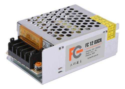 Fonte Colméia Estabilizada 12v 3a 36w Led Câmera Cftv