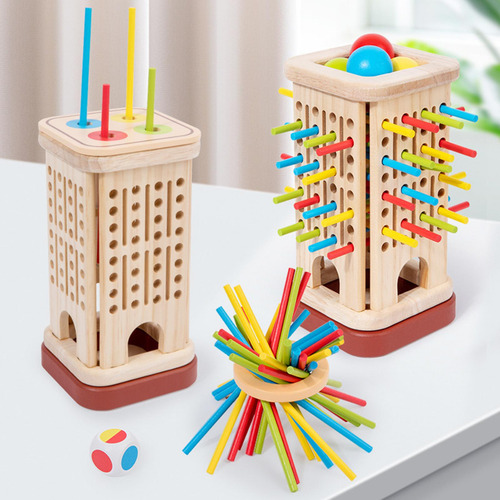 Juego De Dados De Palos De Colores, Juego De Viaje, Tablero