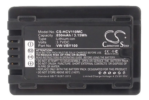Bateria Para Camara Panasonic Hcv110 , Hc-v110 , 850 Mah