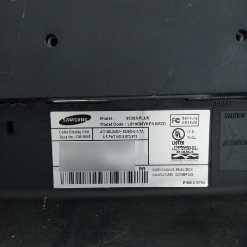 Monitor Lcd Samsung 933 18.5 Pol C/defeito - Leia O Anuncio (Usado)