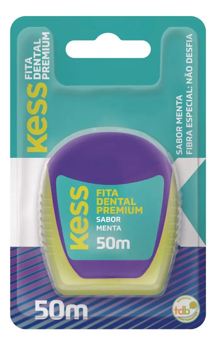 Fita Dental Kess Premium Sabor Menta 50m Resistente Desfiamento