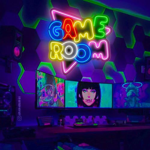 Letrero Neon Game Room Cuarto De Juegos Control Atenuador 