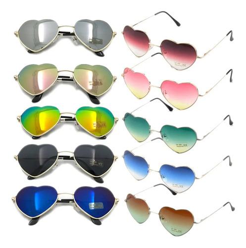 25 Lentes de corazón Gafas De Sol En Forma De Corazón Colores Varios Unisex Terminado Espejo Estilo Retro Tipo Vintage Retro