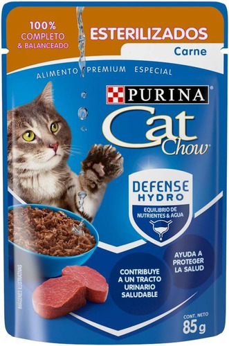 Caja Alimento Pouch Cat Chow Adulto Carne De 85g (12 Pzas)