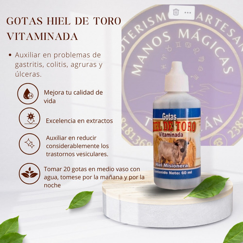 Gotas Hiel De Toro Gastritis Colitis Agruras Extracto 60 Ml
