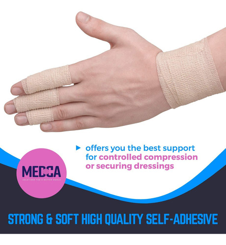 6 Pack, Self Adherent Cohesive Tape - 1 2 3 X 5 Yards Com