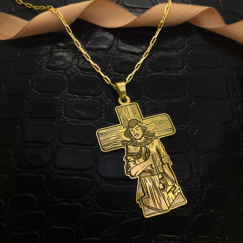Cadena Y Dije Gauchito Gil Grande Oro 18k Oro 18k 50 Cm