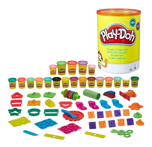 Play-doh Cubo Creativo Mega Con 20 Latas + 45 Accesorios