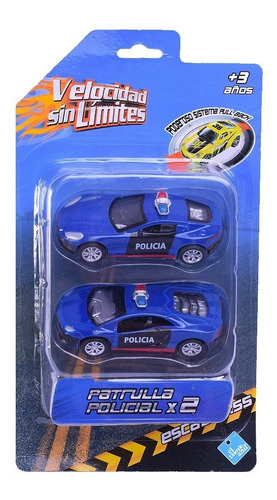 Autos De Policia X 2 Escala 1:55 Pull Back Duende Azul Full