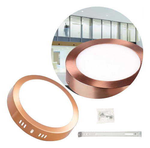 Lampara Spot Circular Sobreponer Cobre Luz Fría 18 W T4506
