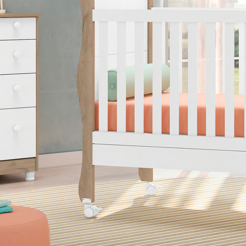 Berço Mini Cama Linha Amore 773 Carvalho Rústico/branco