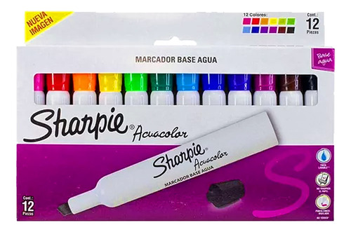 Marcador Base Agua Acuacolor Blister Con 12 Piezas Sharpie