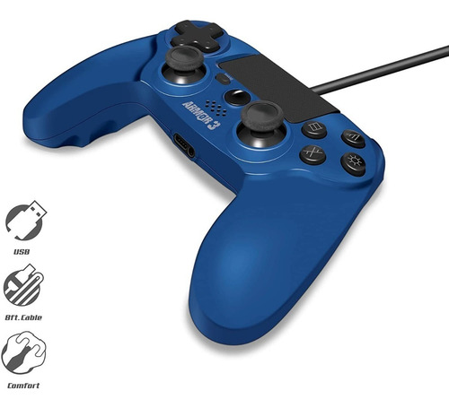 Controlador Con Cable Hyperkin Armor3 Azul - Play Station 4