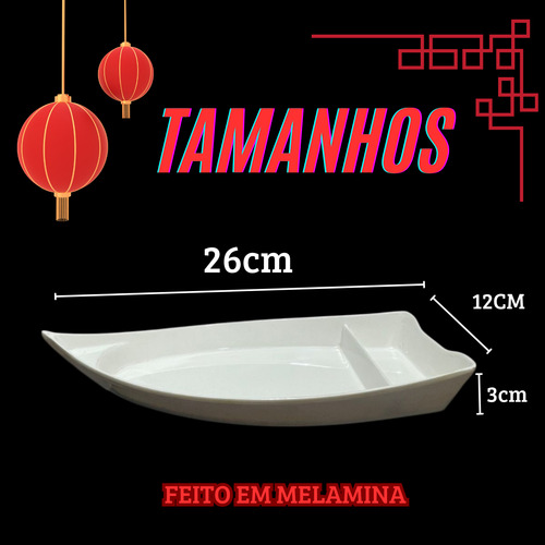 Kit Com 4 Barcos Japones Porções E Barco Sushi E Açaí 26cm