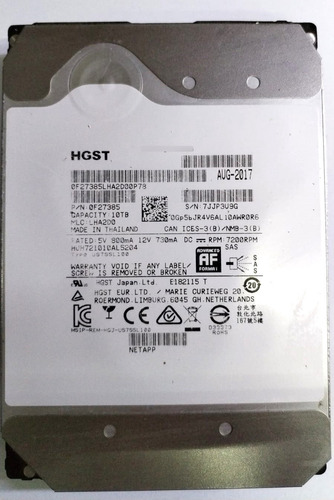 Disco Duro Servidor Netapp Hgst 10tb Sas 7.2 Huh721010al5204