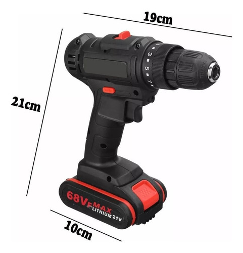 Taladro Inalámbrico 68vf 2 Baterías 2 Velocidades + Broca