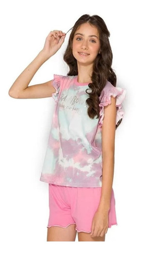 Pijama Curto Juvenil Menina Rainbows Evanilda Daisydays 0026