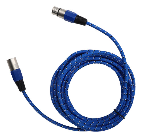 Cable Xlr Para Micrófono, Tejido Azul, 3 Pines, Accesorio Fe