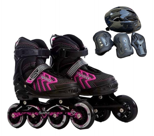 Patines Semiprofesionales Suxfly + Casco + Protecciones Basi