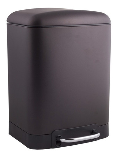 Imagen 1 de 3 de Cesto Acero Negro Satinado 6 Litros Rectangular Cierre Soft