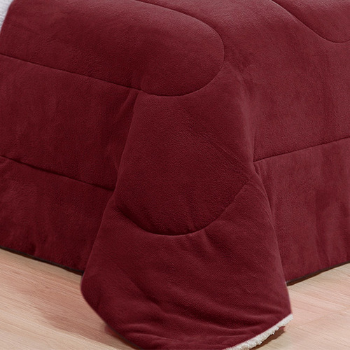Edredom Cobertor Solteiro Infantil Sherpa Dupla Face Fleece Vinho Liso Felpudo Com Sherpa Dupla Face