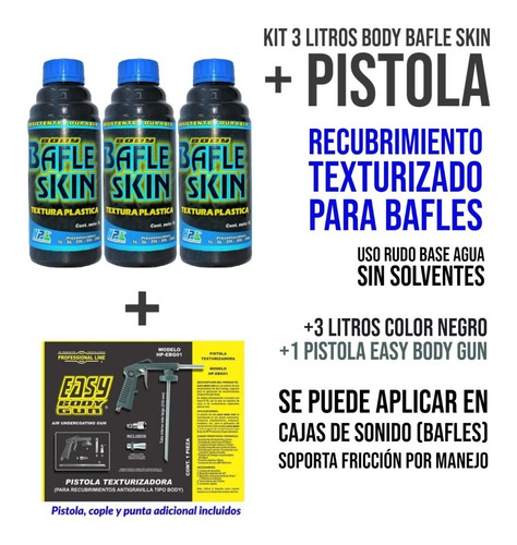 Kit Body Bafle Skin - Textura Plástica Bafles 3 Lt + Pistola