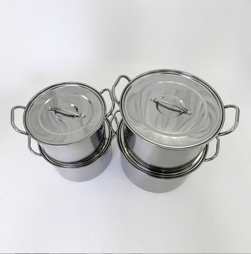 4 Pcs Juego De Ollas Acero Inox Olla De Sopa Con Tapa