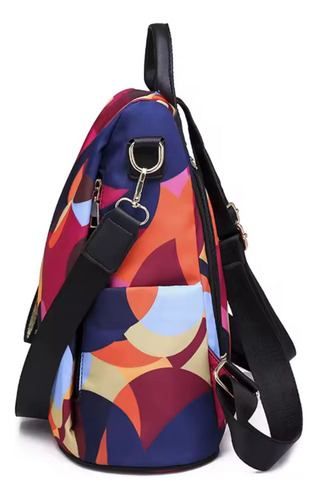 Mochila Antirrobo Poaba Tela Estampada Impermeable Diseños Flores Estampado